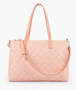 Load image into Gallery viewer, Baby pink quilted carryall tote bag
