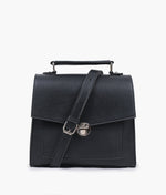 Load image into Gallery viewer, Black push-lock messenger bag
