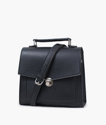 Load image into Gallery viewer, Black push-lock messenger bag
