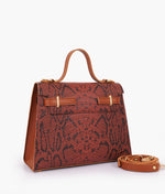 Load image into Gallery viewer, Brown crocodile cross-body bag with top-handle
